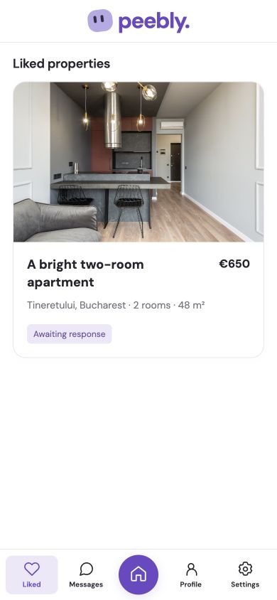 Current renter Liked screen showing saved property interests